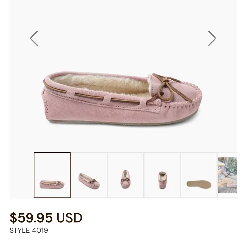 Pink Moccasin Slippers with Bow